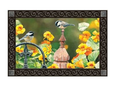 Chickadee Fence Post MatMates Decorative Doormat