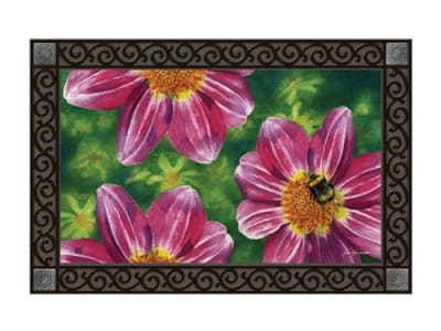 Pink Flower with Bee MatMates Decorative Doormat