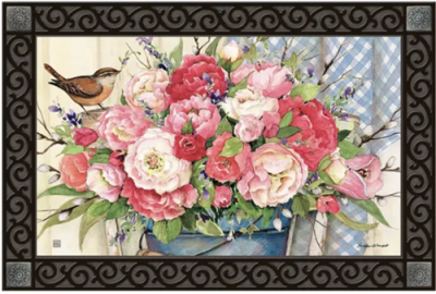 Bucket Full of Peonies MatMates Decorative Doormat