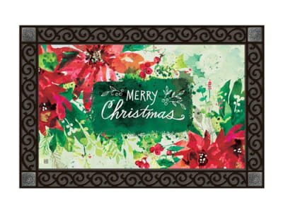 Watercolor Poinsettia MatMates Decorative Doormat