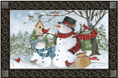 Snowmen Birds MatMates Decorative Doormat