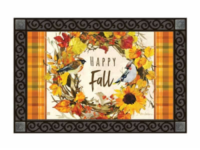 Happy Fall Wreath MatMates Decorative Doormat