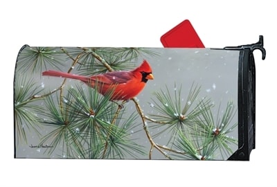 Winter Red Bird Large MailWraps Magnetic Mailbox Cover