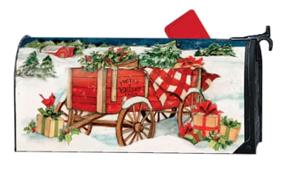 Christmas Farm Wagon Large MailWraps Magnetic Mailbox Cover