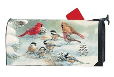 Winter Bird Feeding Large MailWraps Mailbox Cover