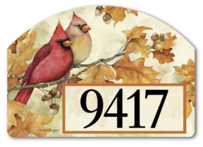 Cardinals in Fall Oak Leaves Yard DeSigns Magnetic Art