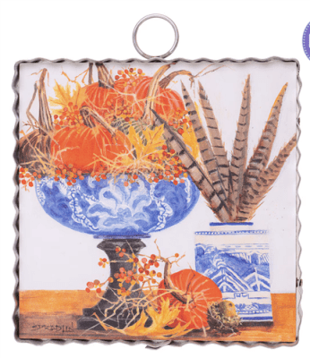 RTC Gallery Blue Bowl of Velvet Pumpkins