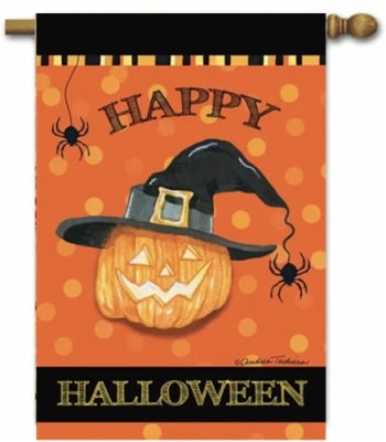 Witch Pumpkin Decorative House Flag