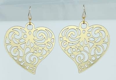 18g Earrings - Gold Acrylic - Abstract Heart