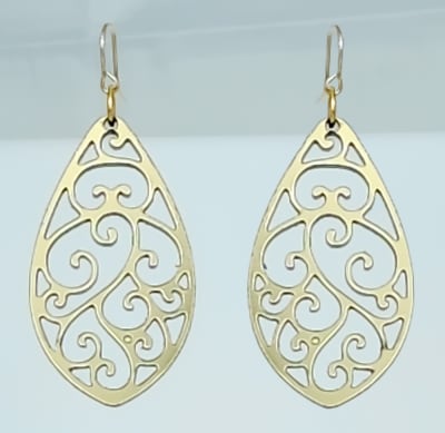 18g Earrings - Gold Acrylic - Abstract Petal Drop