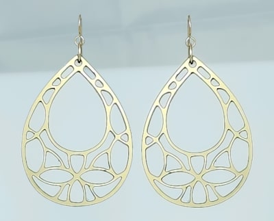 18g Earrings - Gold Acrylic - Abstract Skull