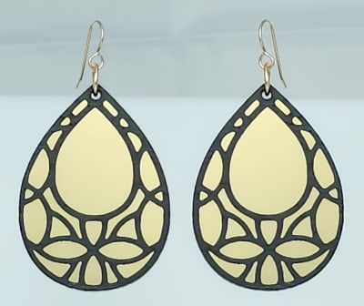 18g Earrings - Gold Acrylic - Abstract Skull Inverse