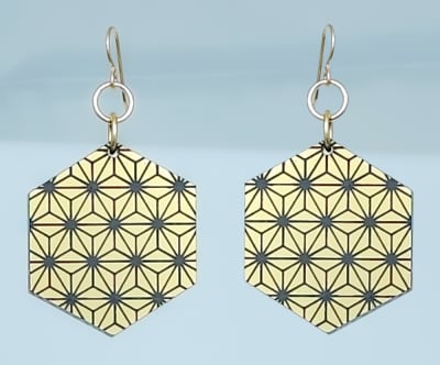 18g Earrings - Gold Acrylic - Asanoha Hex