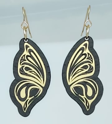 18g Earrings - Gold Acrylic - Butterfly