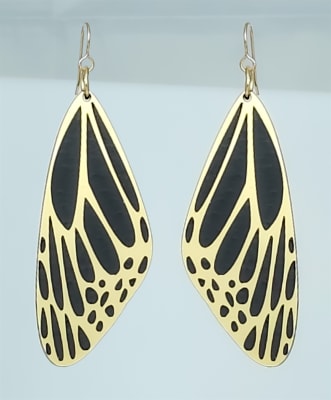 18g Earrings - Gold Acrylic - Butterfly Wing