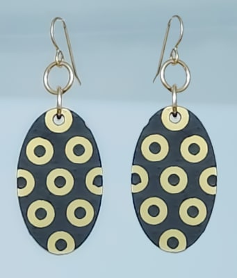 18g Earrings - Gold Acrylic - Donut Oval