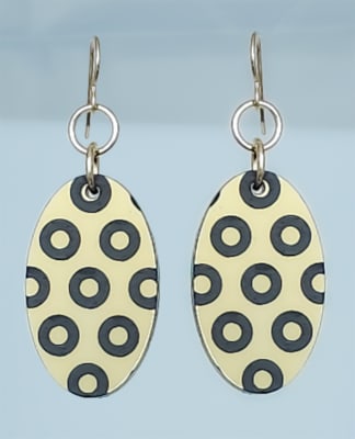 18g Earrings - Gold Acrylic - Donut Oval Inverse