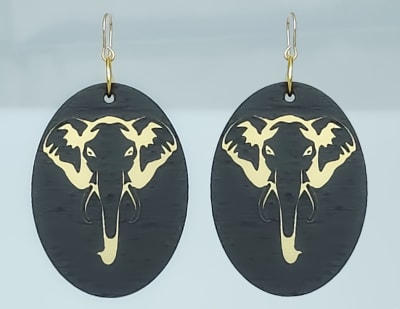 18g Earrings - Gold Acrylic - Elephant