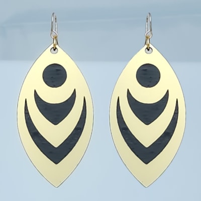 18g Earrings - Gold Acrylic - Feather Drop