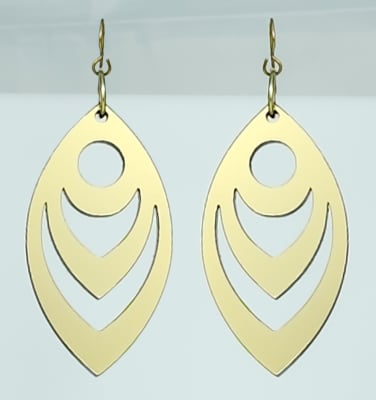 18g Earrings - Gold Acrylic - Feather Drop Cut Out