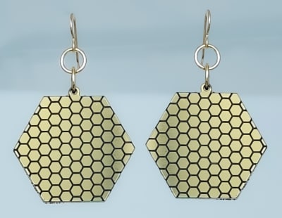 18g Earrings - Gold Acrylic - Honeycomb Hex