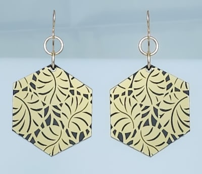 18g Earrings - Gold Acrylic - Jungle Hex