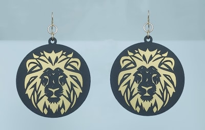 18g Earrings - Gold Acrylic - Lion