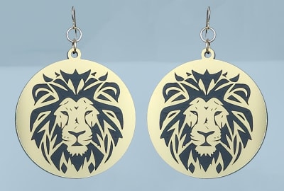 18g Earrings - Gold Acrylic - Lion Inverse