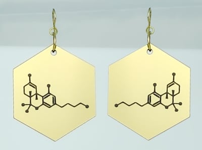 18g Earrings - Gold Acrylic - Molecule