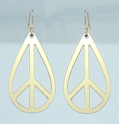 18g Earrings - Gold Acrylic - Peace Drop