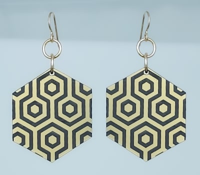 18g Earrings - Gold Acrylic - Shining Hex