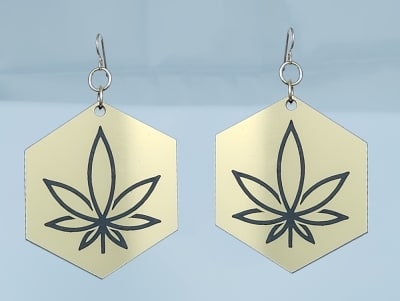 18g Earrings - Gold Acrylic - Special Leaf