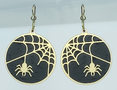 18g Earrings - Gold Acrylic - Spider