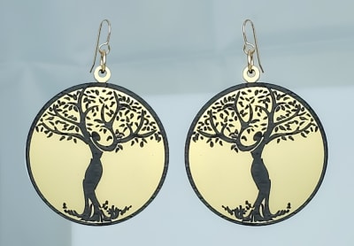 18g Earrings - Gold Acrylic - Tree of Life