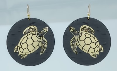 18g Earrings - Gold Acrylic - Turtle