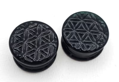18mm - Black Flower of Life Texture