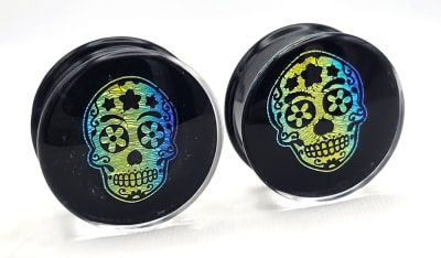 25.4mm - Rainbow Skull Foil Image