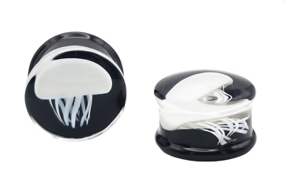 20mm - White Jellyfish on Black Plug