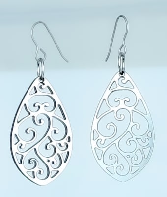 18g Earrings - Silver Acrylic - Abstract Petal