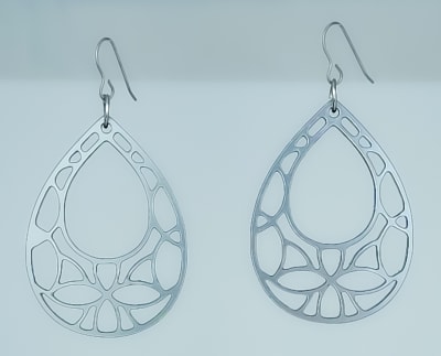 18g Earrings - Silver Acrylic - Abstract Skull