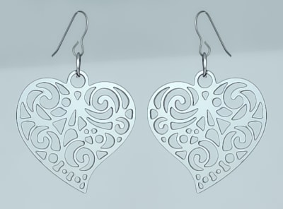 18g Earrings - Silver Acrylic - Abstract Heart