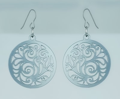 18g Earrings - Silver Acrylic - Abstract Round
