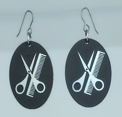 18g Earrings - Silver Acrylic - Barber