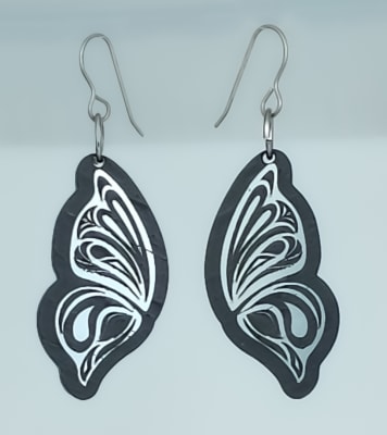 18g Earrings - Silver Acrylic - Butterfly