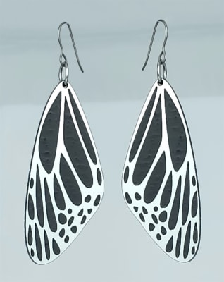 18g Earrings - Silver Acrylic - Butterfly Wings