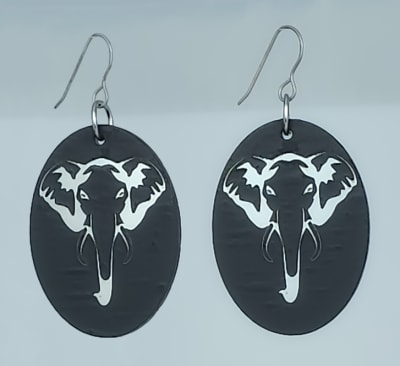 18g Earrings - Silver Acrylic - Elephant