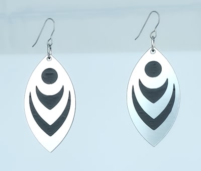 18g Earrings - Silver Acrylic - Feather Drop