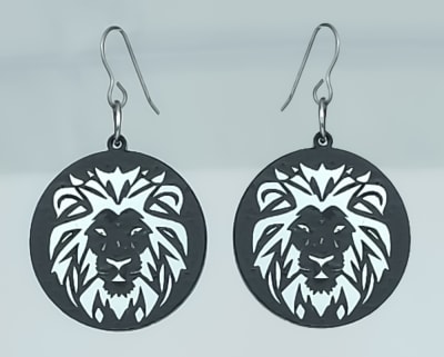 18g Earrings - Silver Acrylic - Lion