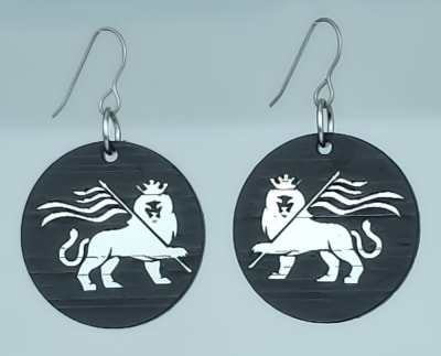 18g Earrings - Silver Acrylic - Lion with Flag