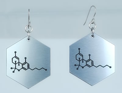18g Earrings - Silver Acrylic - Molecule
